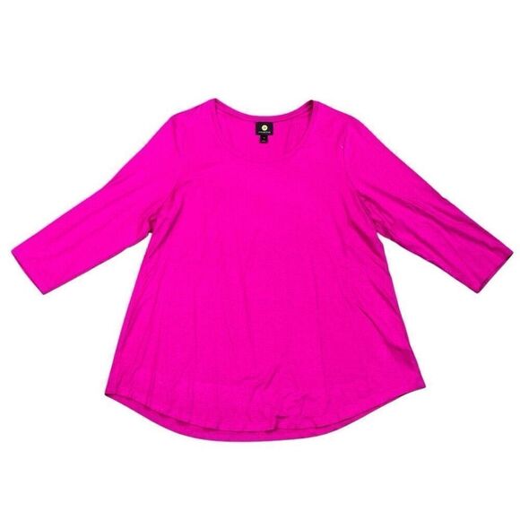 JM Collection Pink 3/4 Sleeve Tunic 1X - Picture 1 of 8